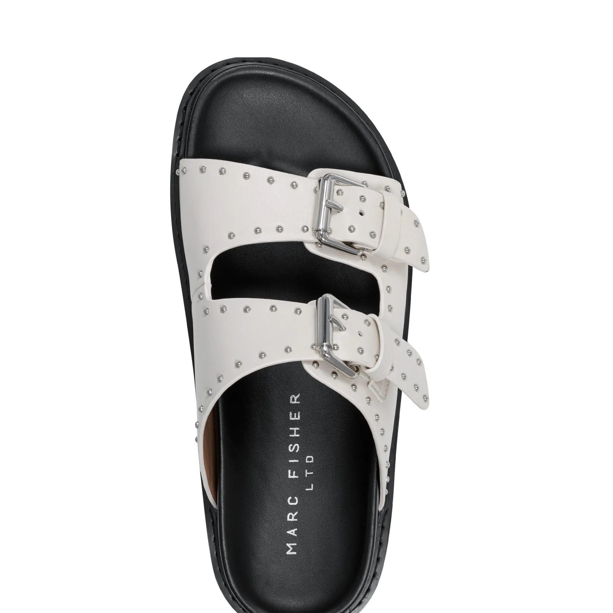 Fashion Marc Fisher Agusta Studded Slide Sandal Ivory Leather