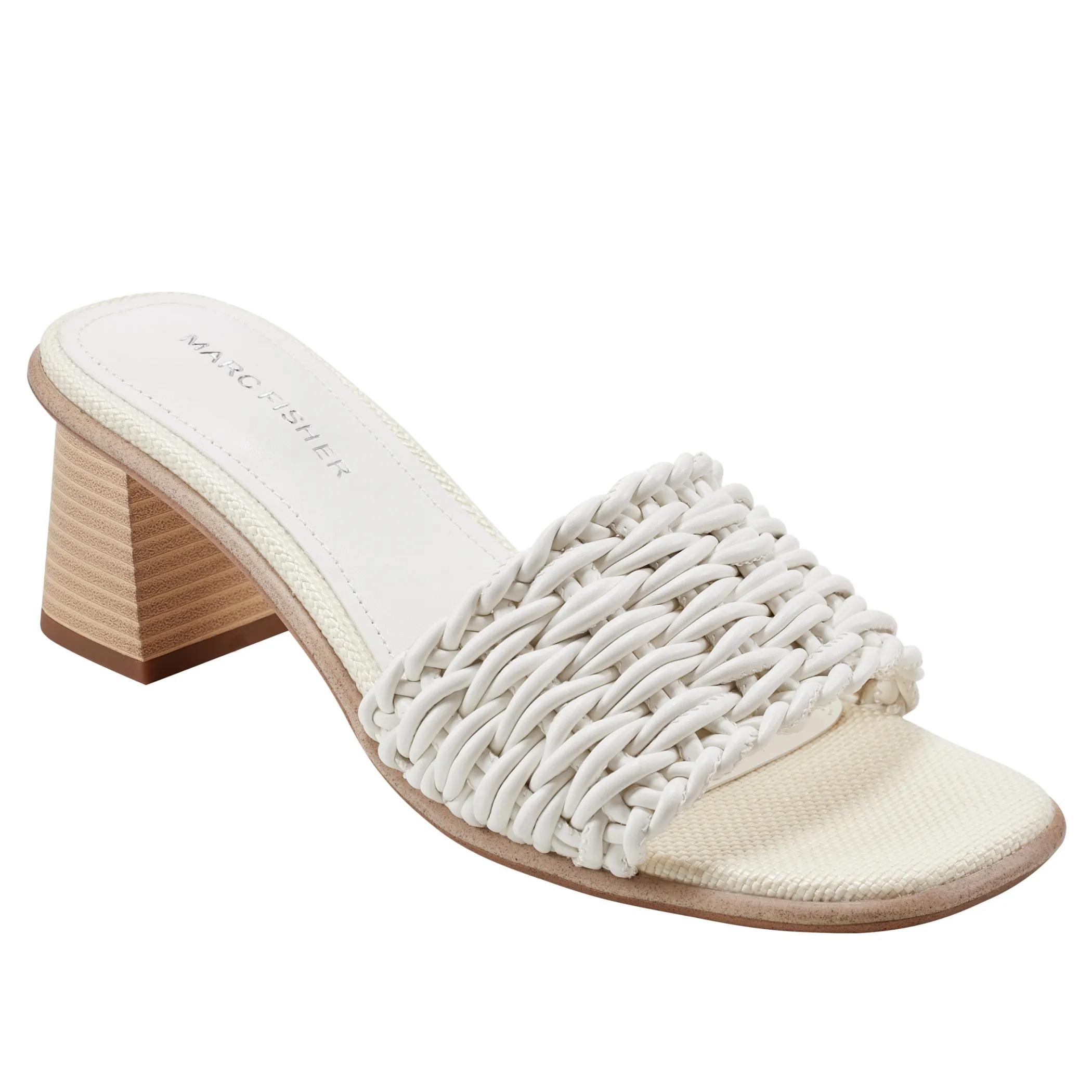 Cheap Marc Fisher Alane Block Heel Sandal Chic Cream