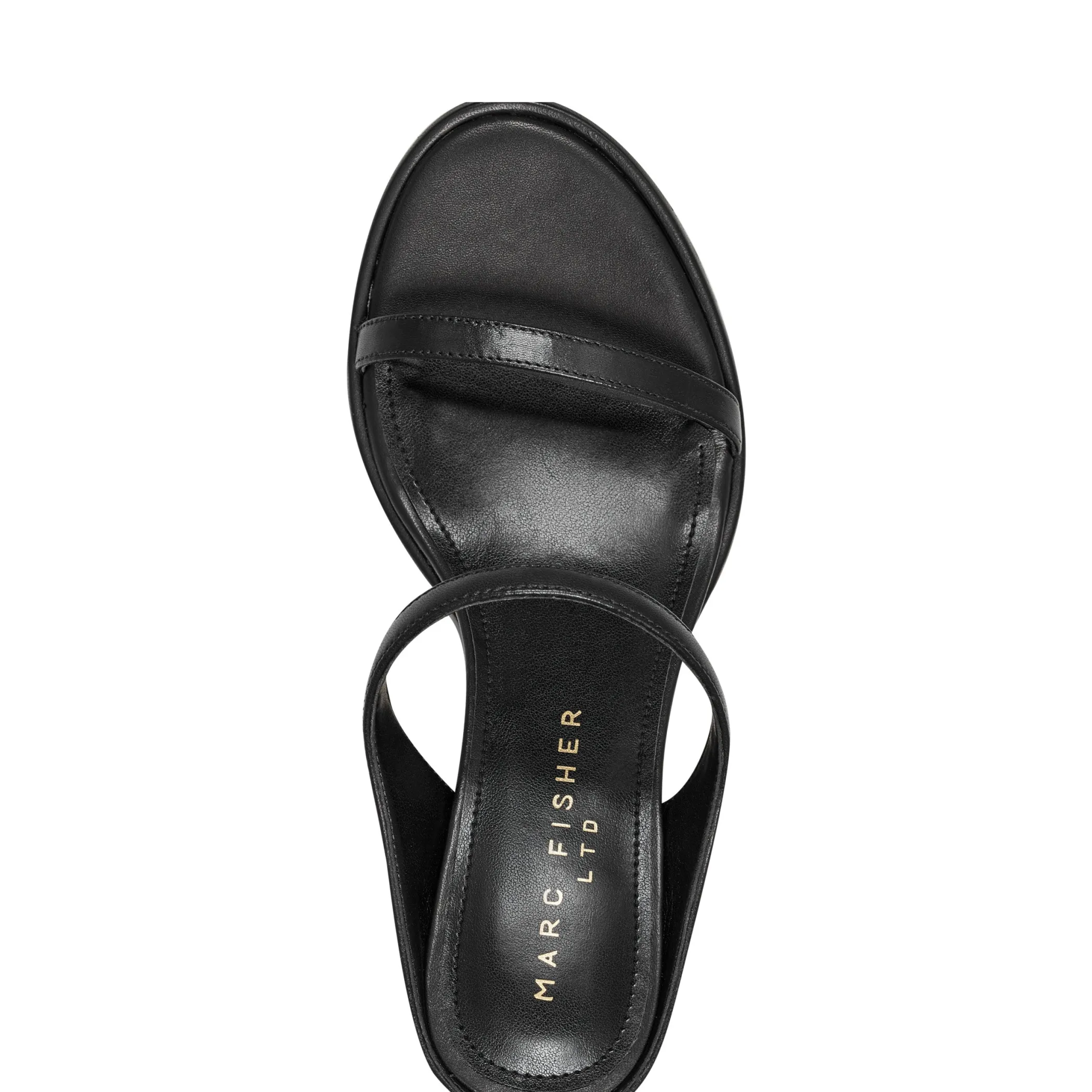 Shop Marc Fisher Alonde Heeled Slide Sandal Black Leather