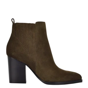 Online Marc Fisher Alva Pointy Toe Bootie Dark Olive Suede