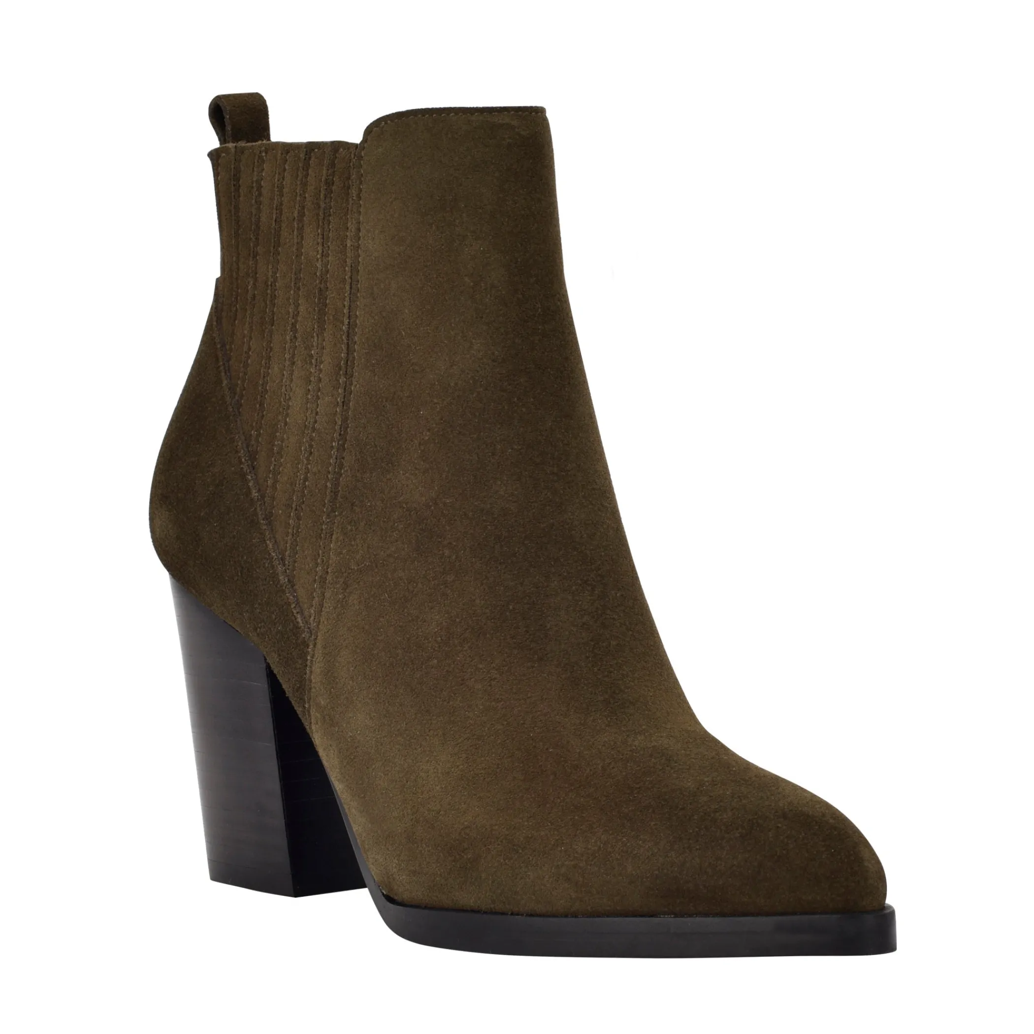 Online Marc Fisher Alva Pointy Toe Bootie Dark Olive Suede