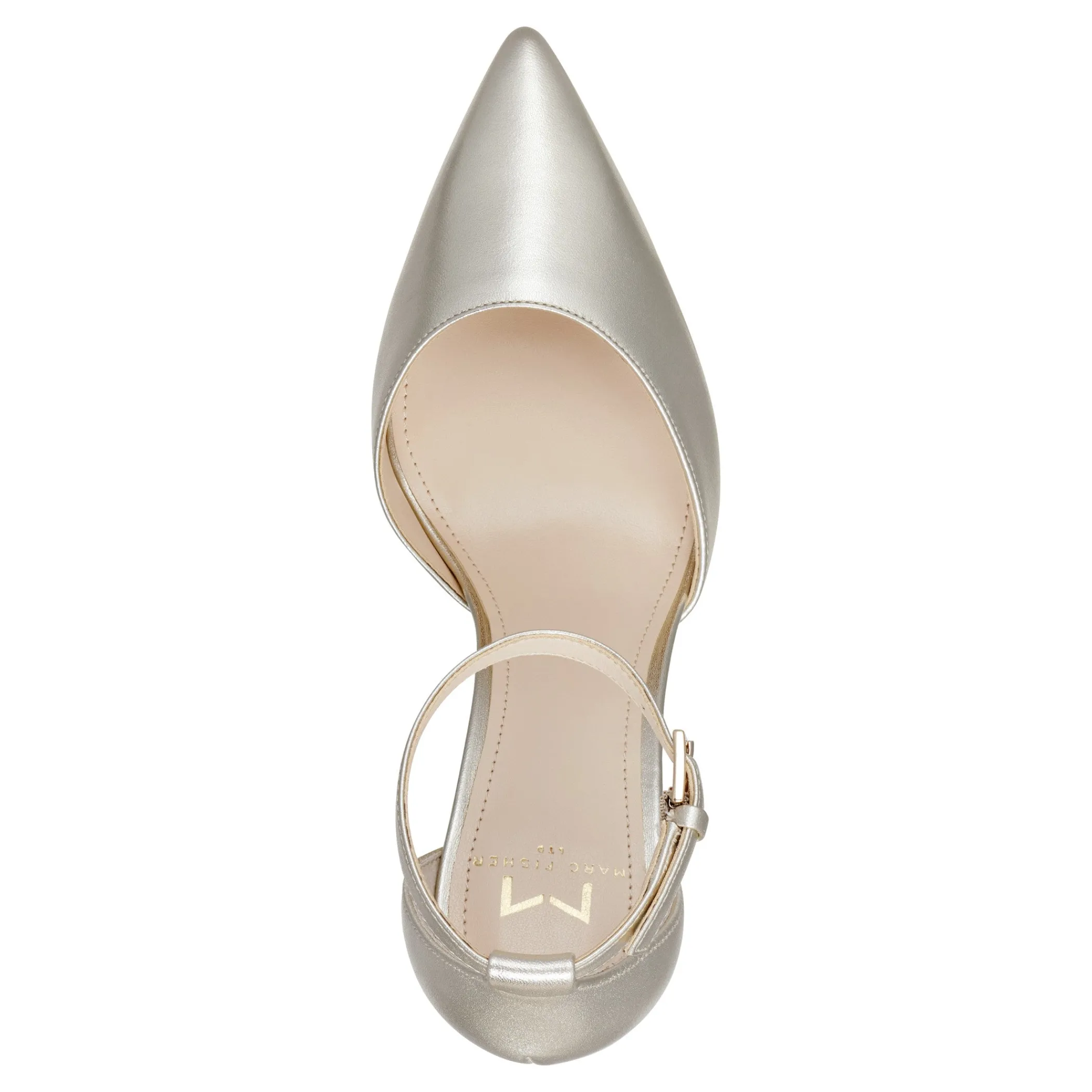 Clearance Marc Fisher Arnette Ankle Strap Heel Platino Leather
