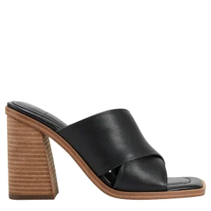 Shop Marc Fisher Barli Heeled Slide Sandal Black Leather