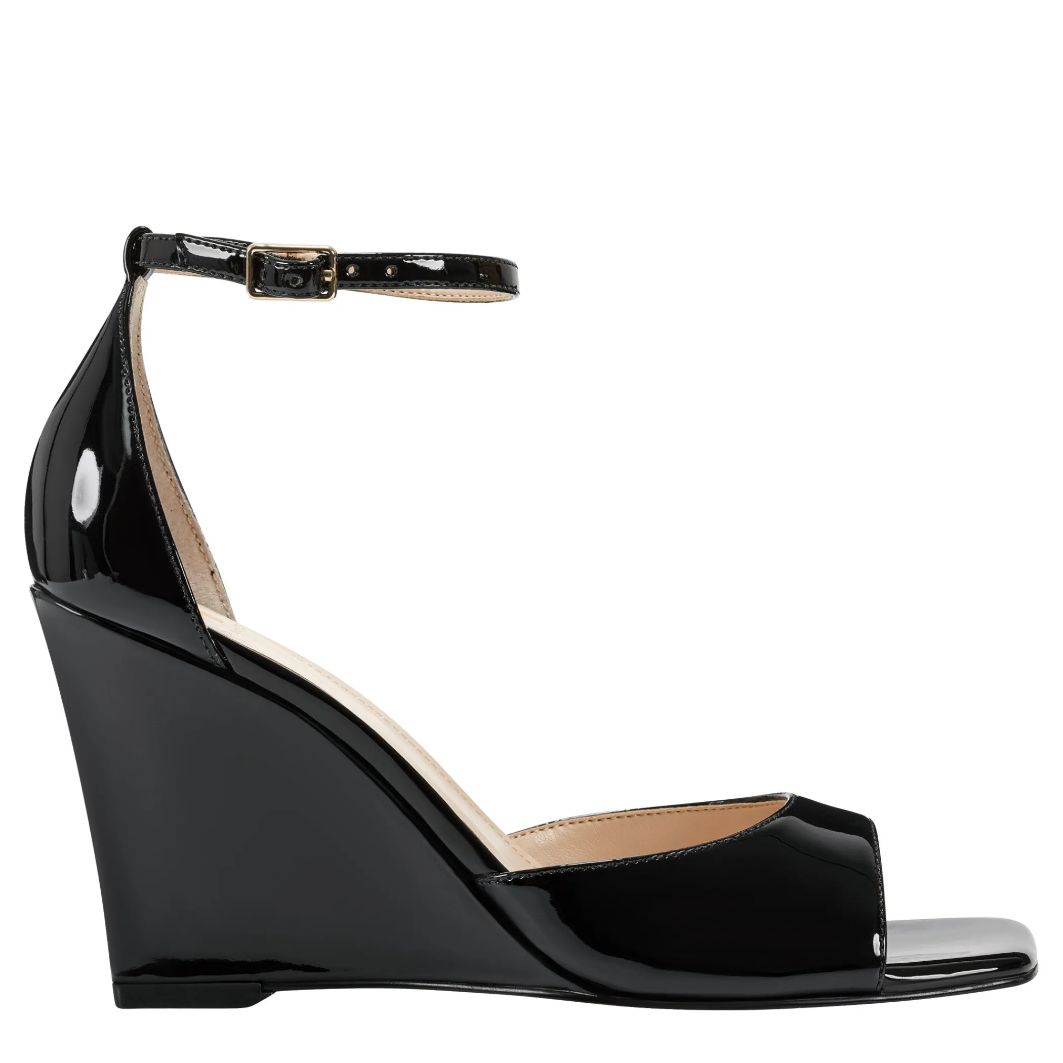 Cheap Marc Fisher Camira Wedge Sandal Black Patent