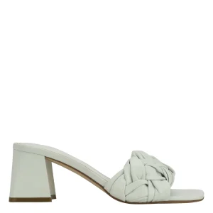 Shop Marc Fisher Cerita Block Heel Slip On Sandal Light mint Leather
