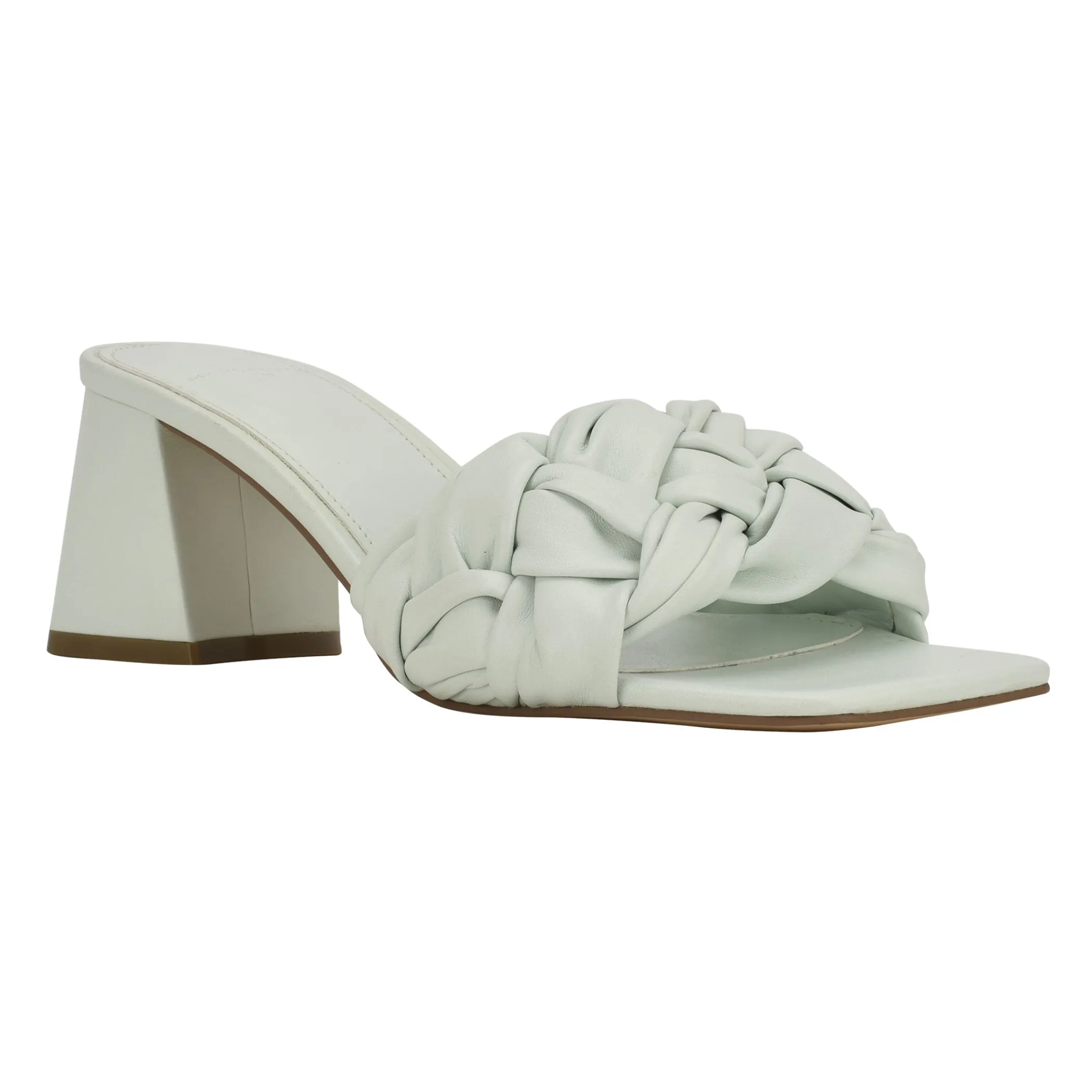 Shop Marc Fisher Cerita Block Heel Slip On Sandal Light mint Leather