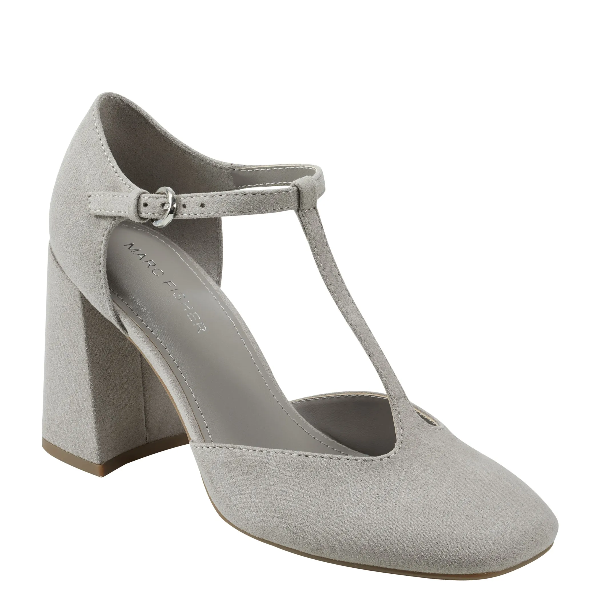 Cheap Marc Fisher Cyrene T-Strap Pump Grey Suede