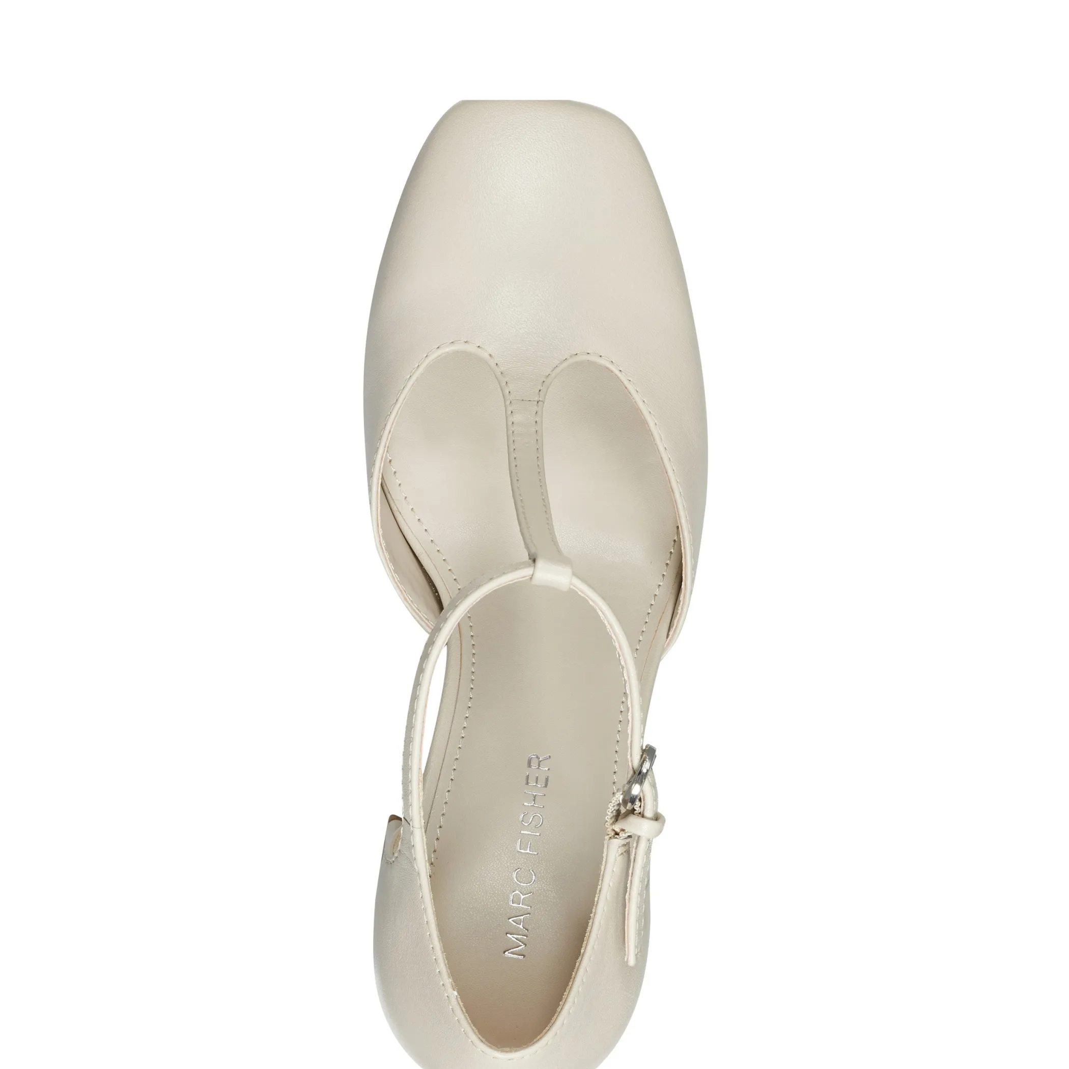 New Marc Fisher Cyrene T-Strap Pump Chic Cream