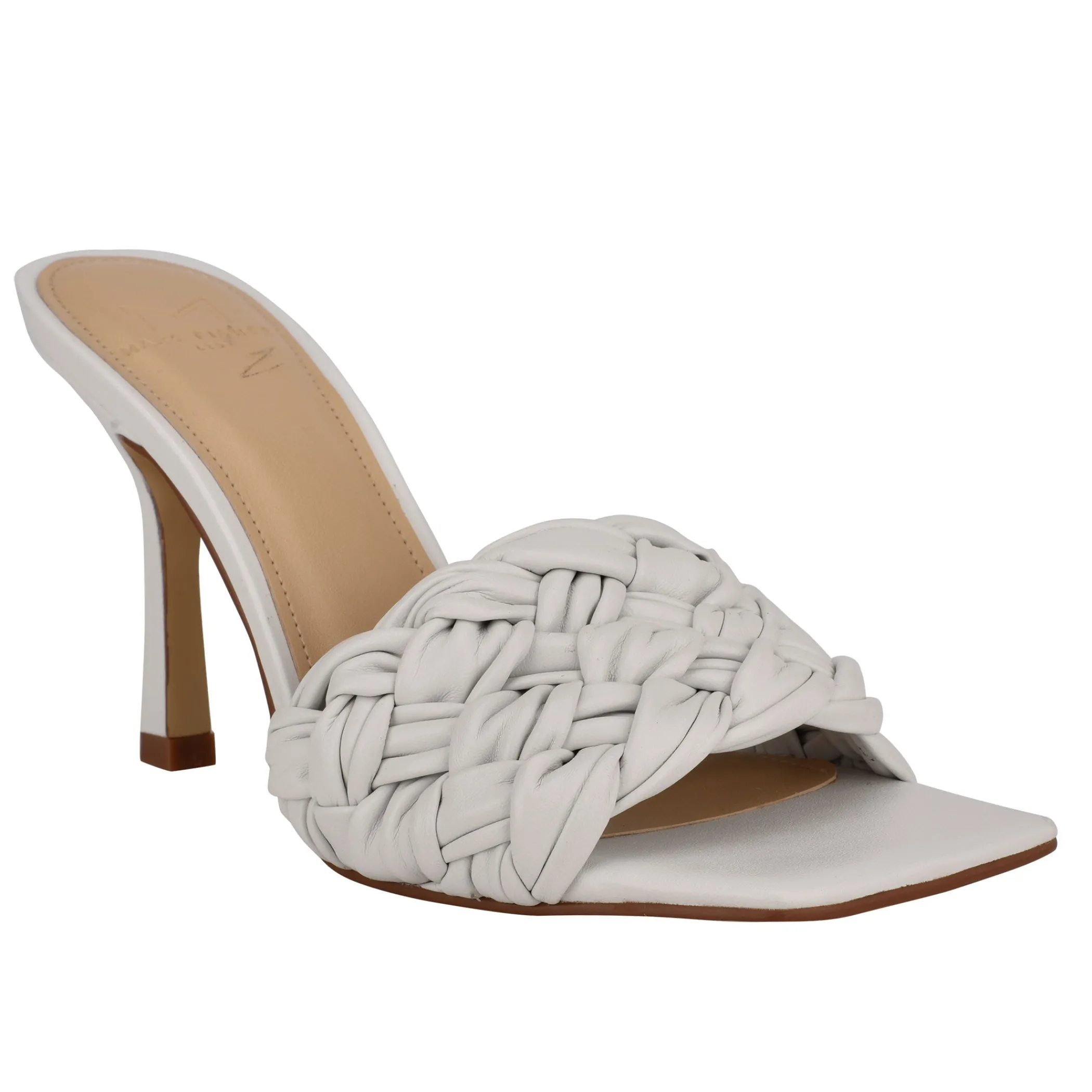 Discount Marc Fisher Draya Square Toe Slide White Leather