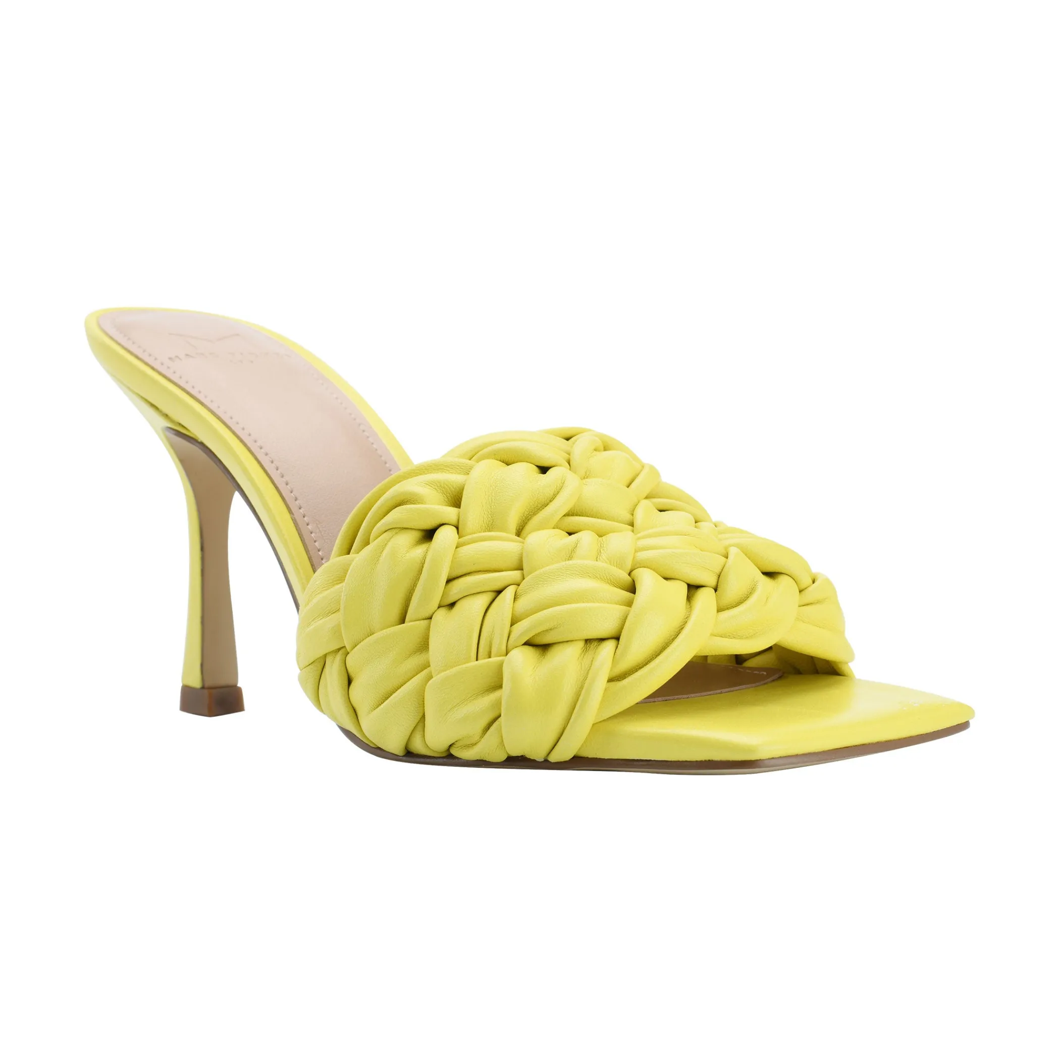 Discount Marc Fisher Draya Square Toe Slide Yellow Leather