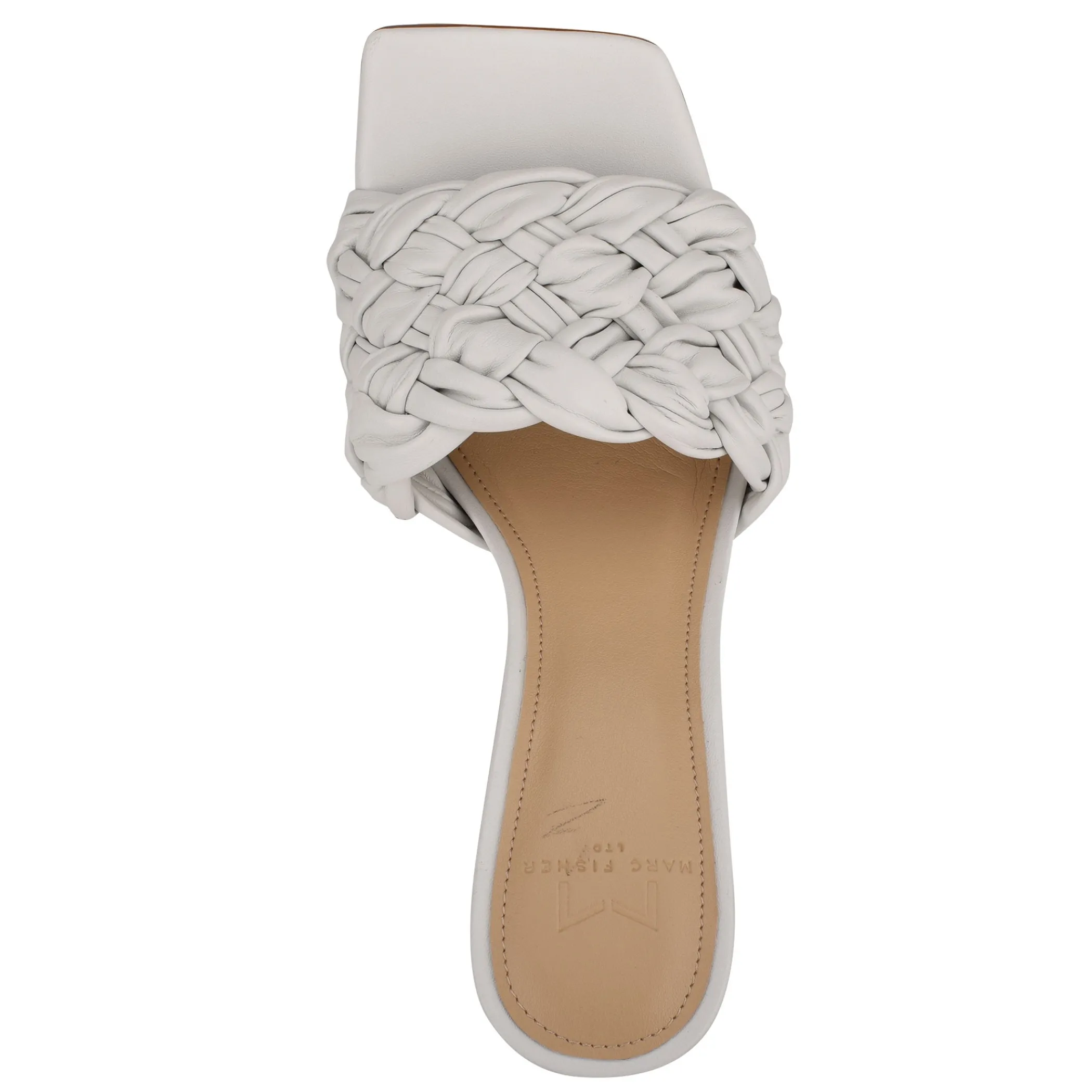 Discount Marc Fisher Draya Square Toe Slide White Leather