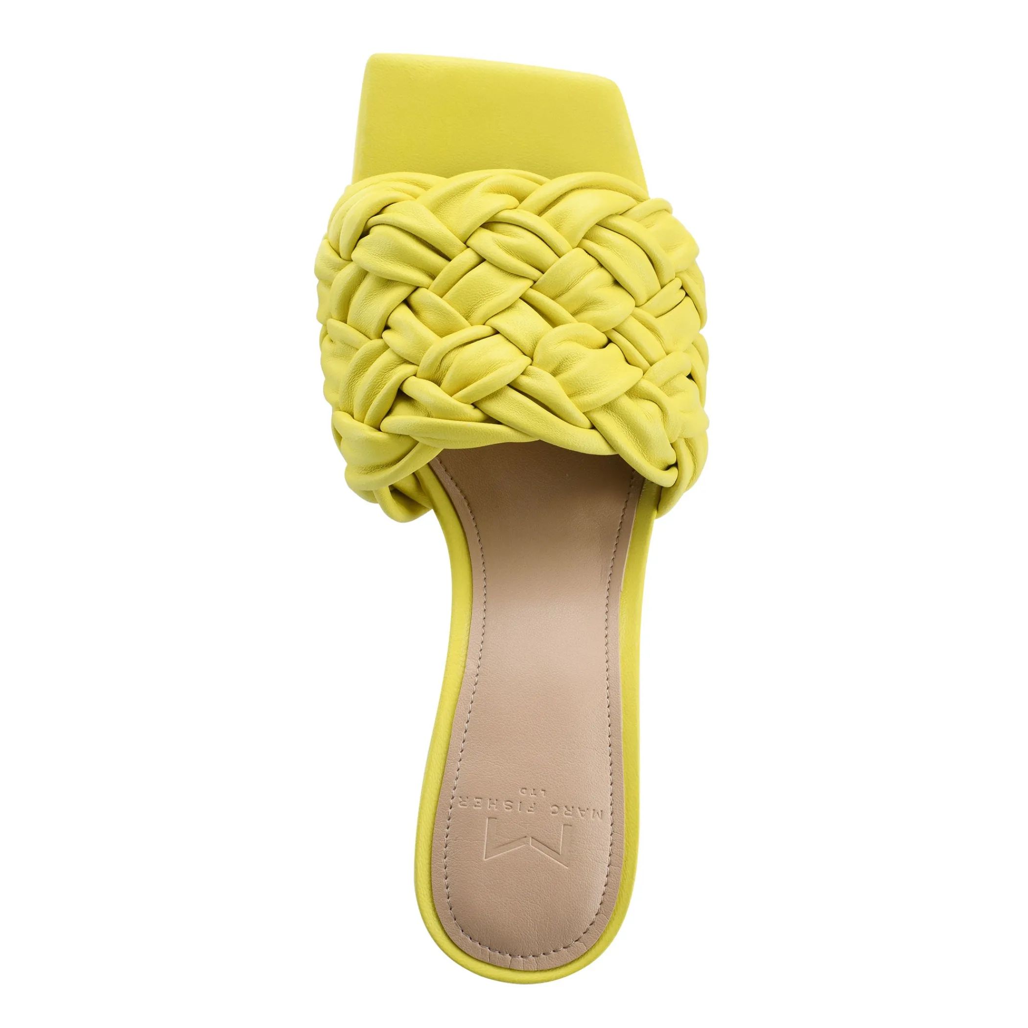 Discount Marc Fisher Draya Square Toe Slide Yellow Leather