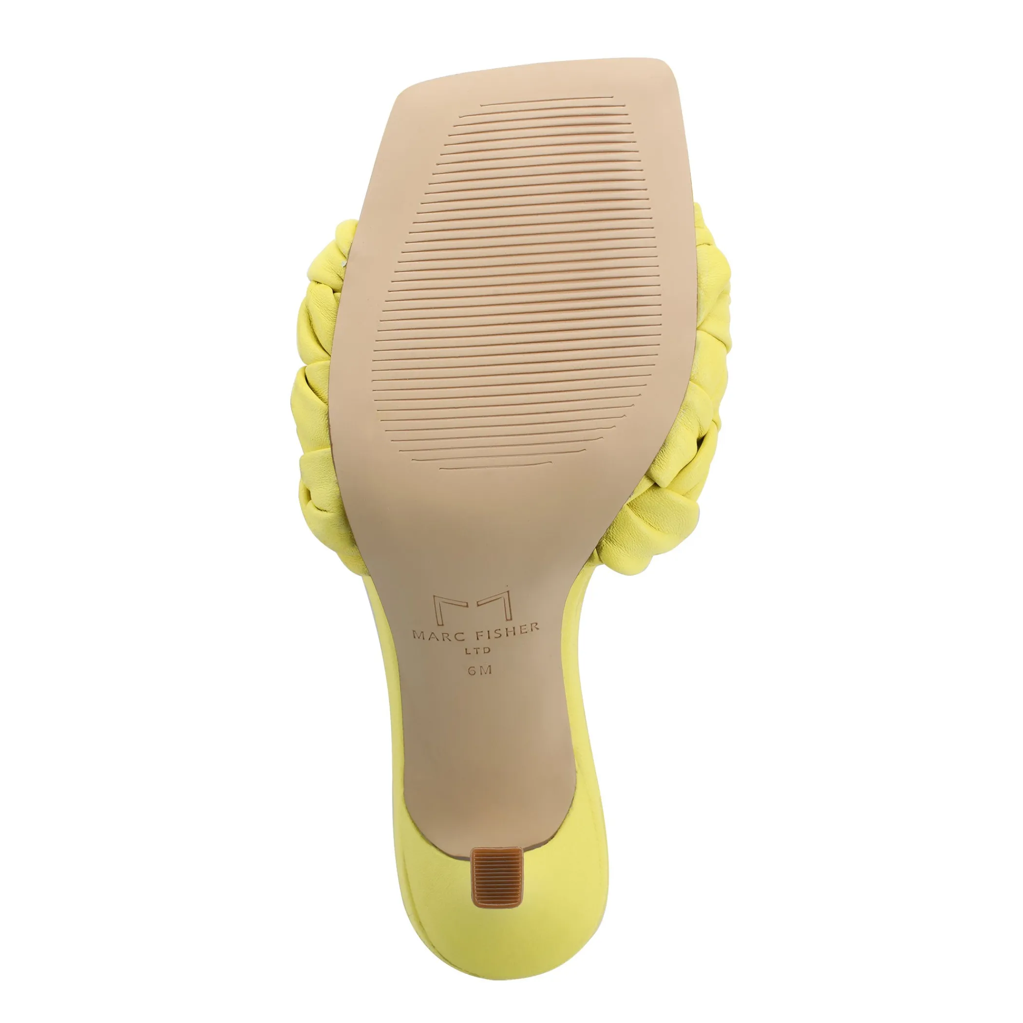 Discount Marc Fisher Draya Square Toe Slide Yellow Leather