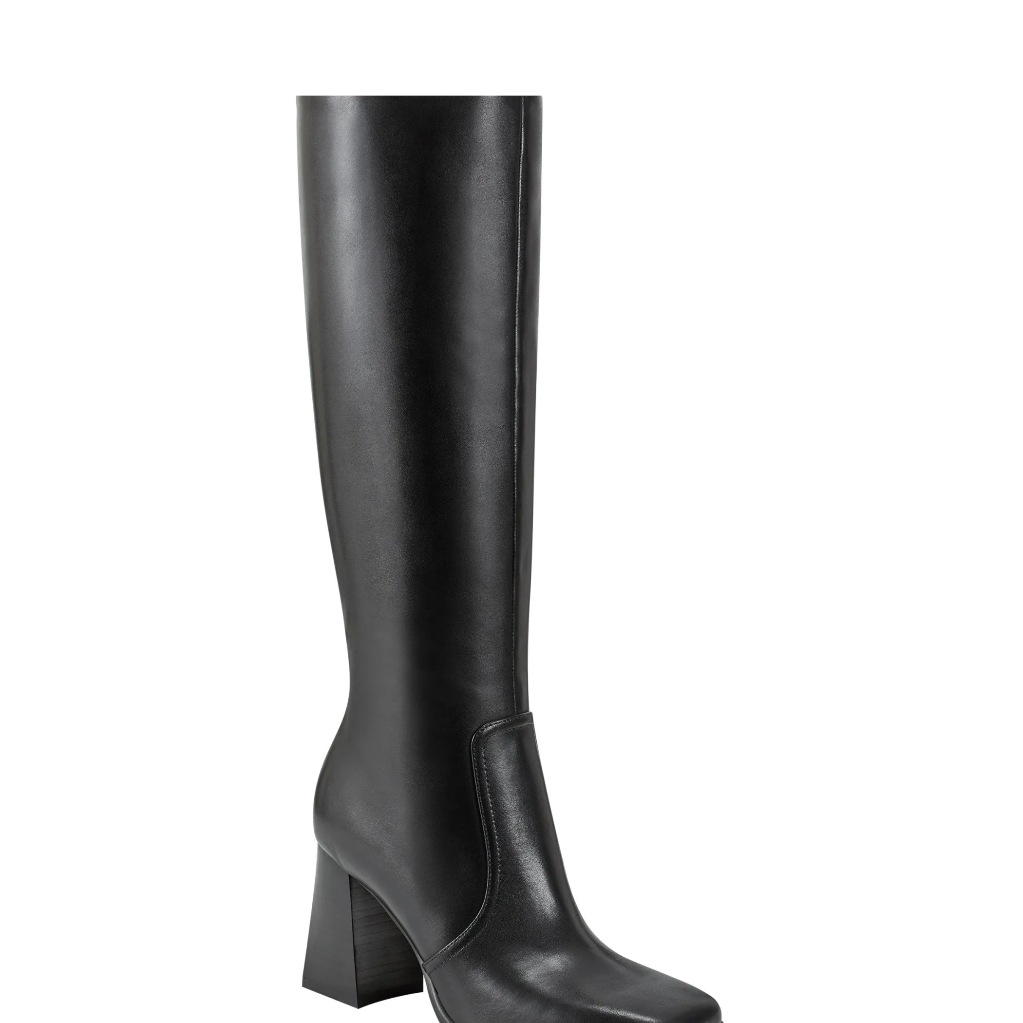Cheap Marc Fisher Dreeam Block Heeled Boot Black Leather