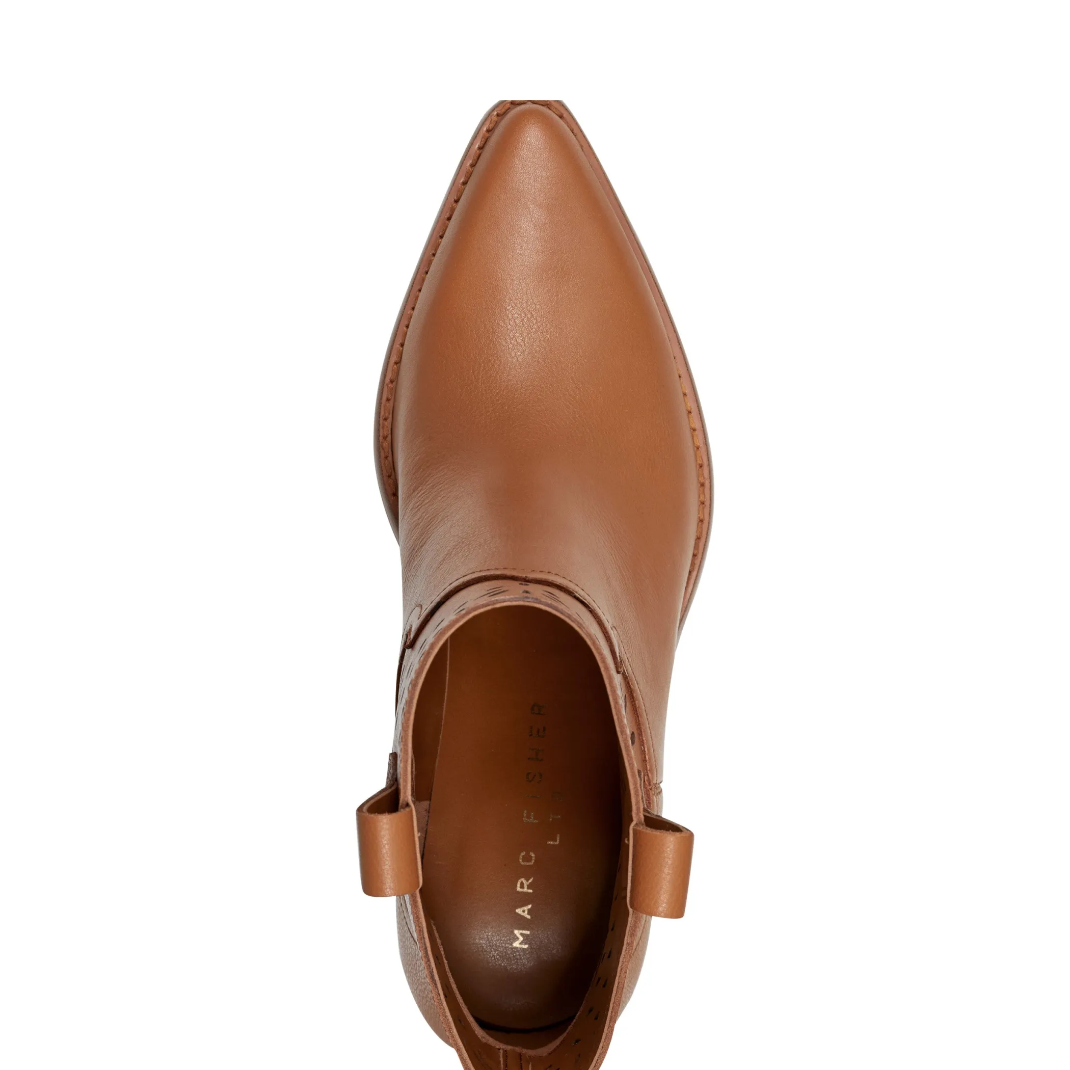 Store Marc Fisher Elyma Perferated Western Bootie Brown Leather