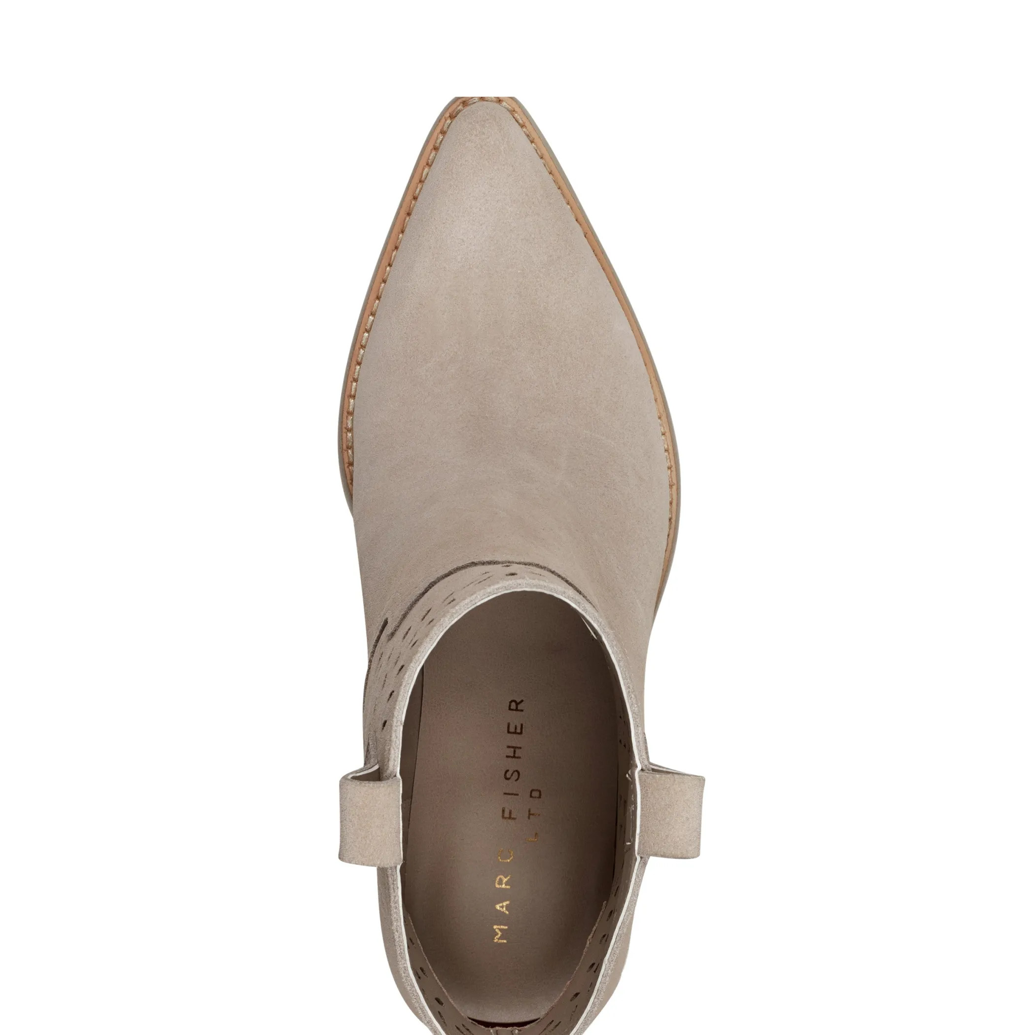 Discount Marc Fisher Elyma Perferated Western Bootie Taupe