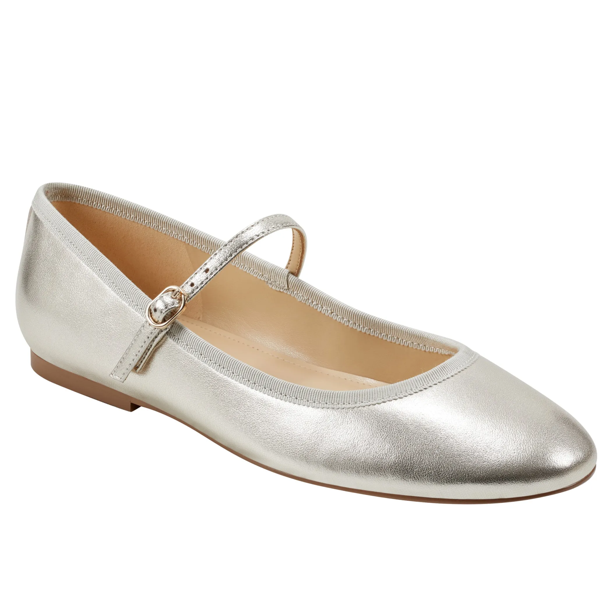 Clearance Marc Fisher Espina Ballet Flat Platino Leather