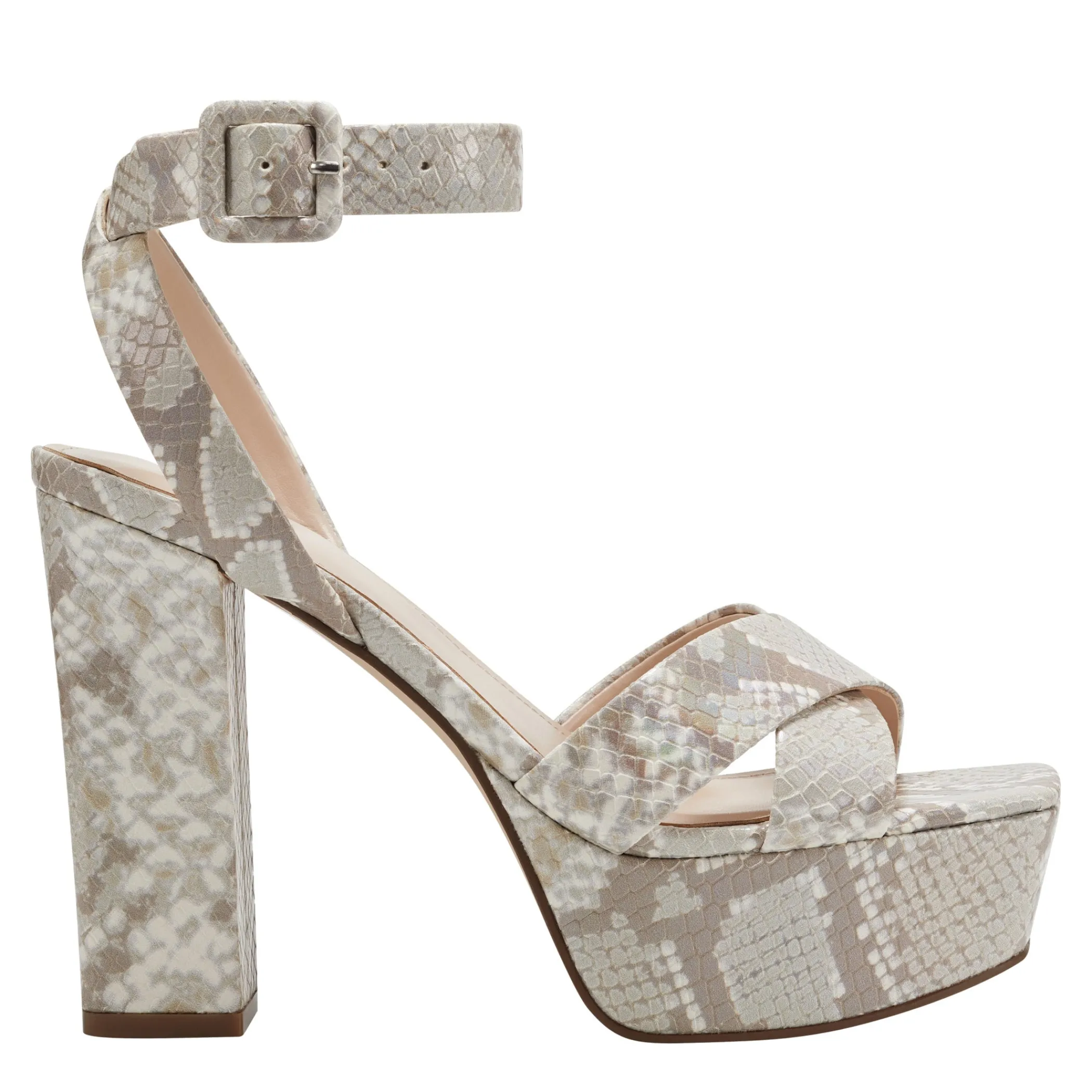 Sale Marc Fisher Faril Ankle Strap Platform Sandal Chic Cream