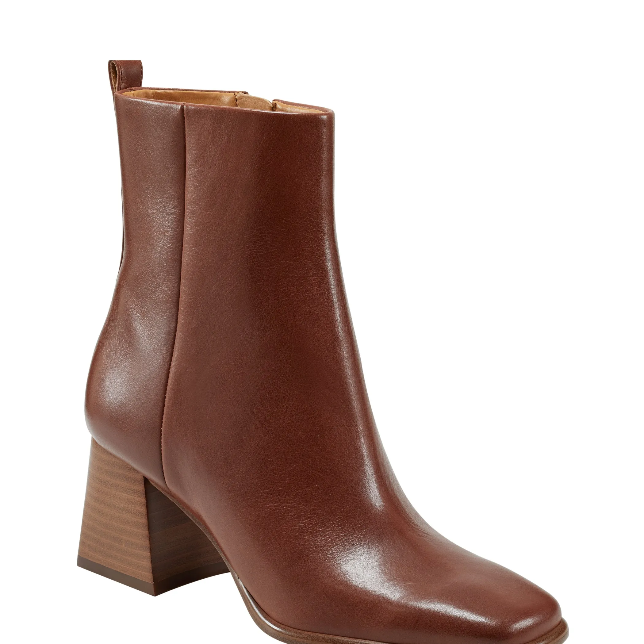 Cheap Marc Fisher Floria Square Toe Bootie Tan Leather