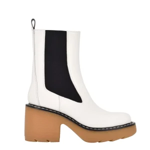 Shop Marc Fisher Fredy Lug Sole Bootie White Leather/Natural