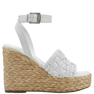 Clearance Marc Fisher Godina Espadrille Wedge Sandal White Suede