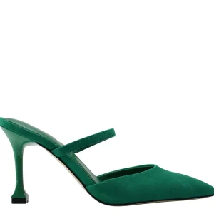 Store Marc Fisher Hadais Heeled Mule Green Suede