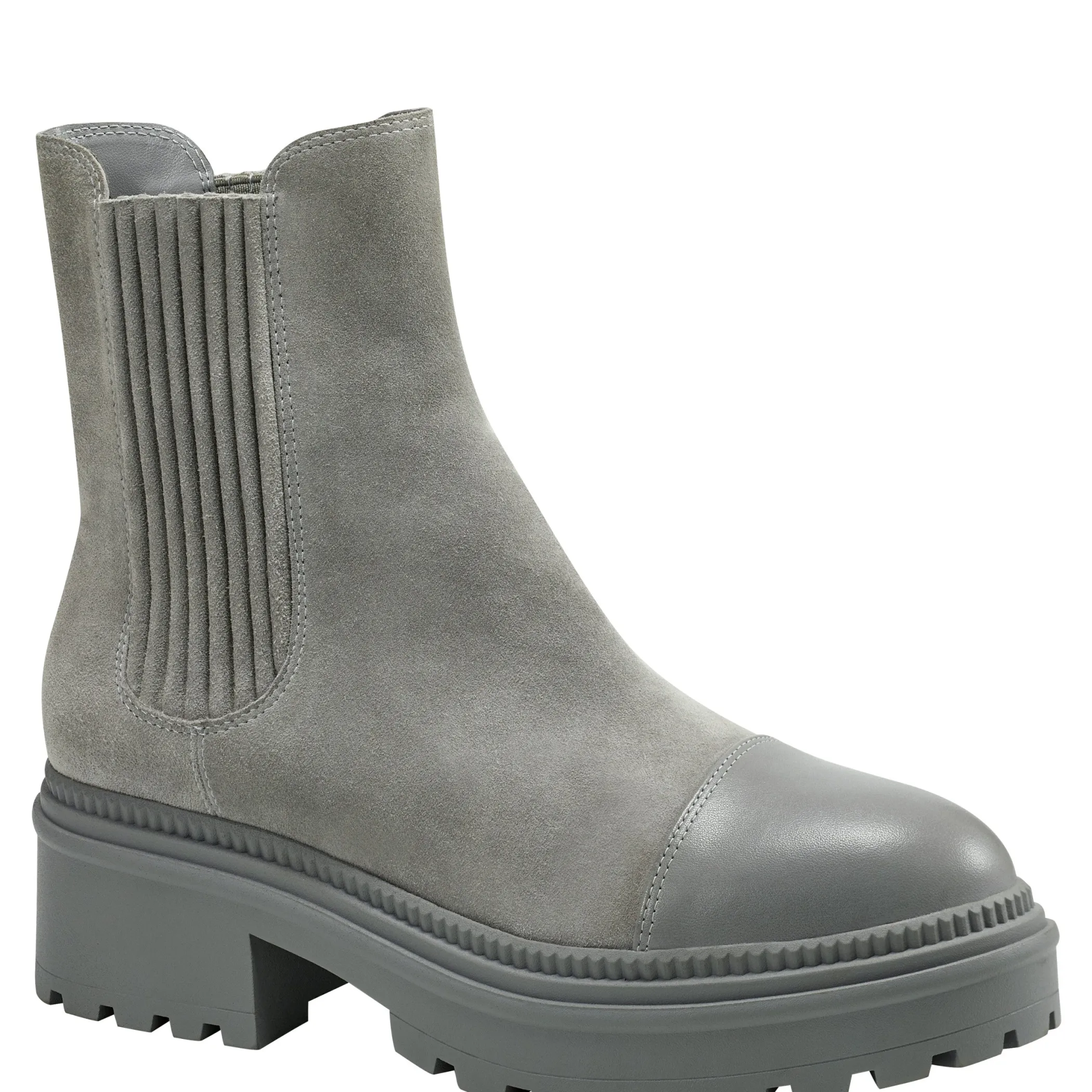 Clearance Marc Fisher Hadria Lug Sole Bootie Light Grey Suede