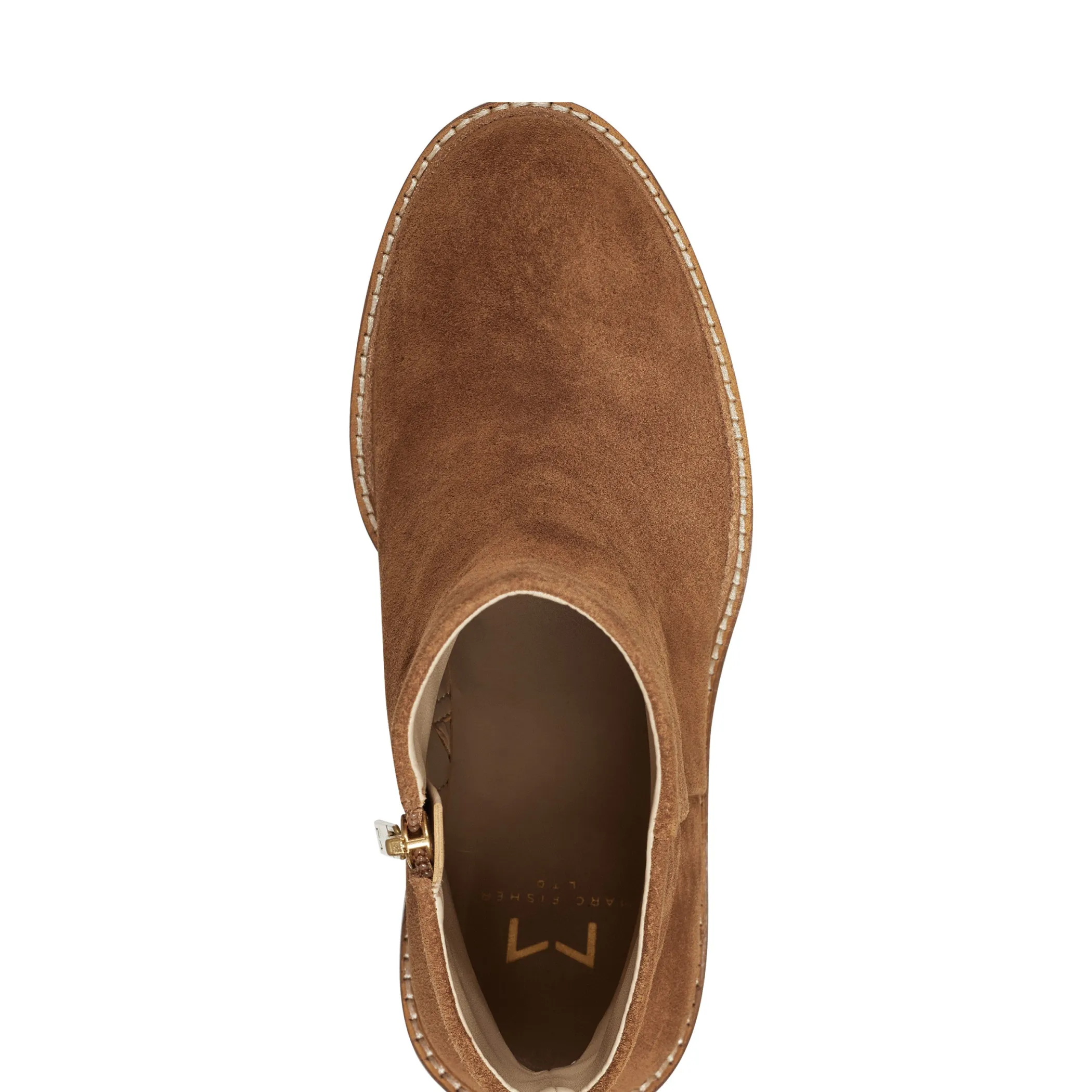 New Marc Fisher Haleena Round Toe Bootie Tan Suede