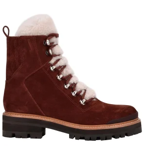 Cheap Marc Fisher Izzie Lugsole Ankle Boot Dark Red Suede