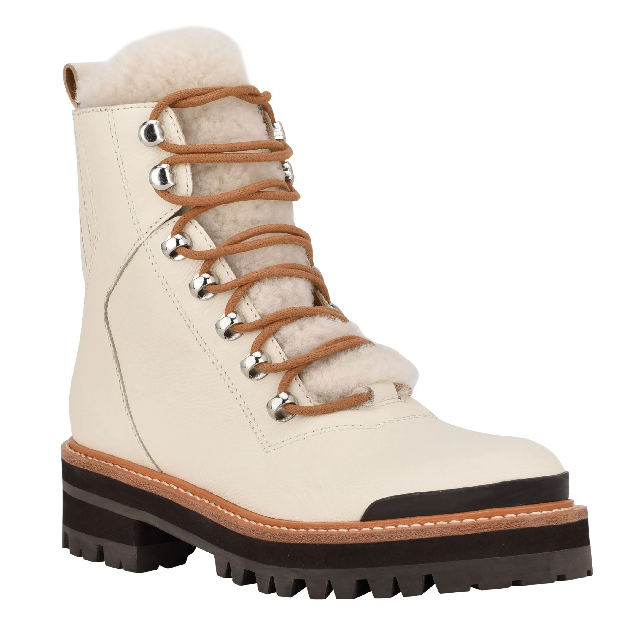 Online Marc Fisher Izzie Lugsole Ankle Boot White Leather