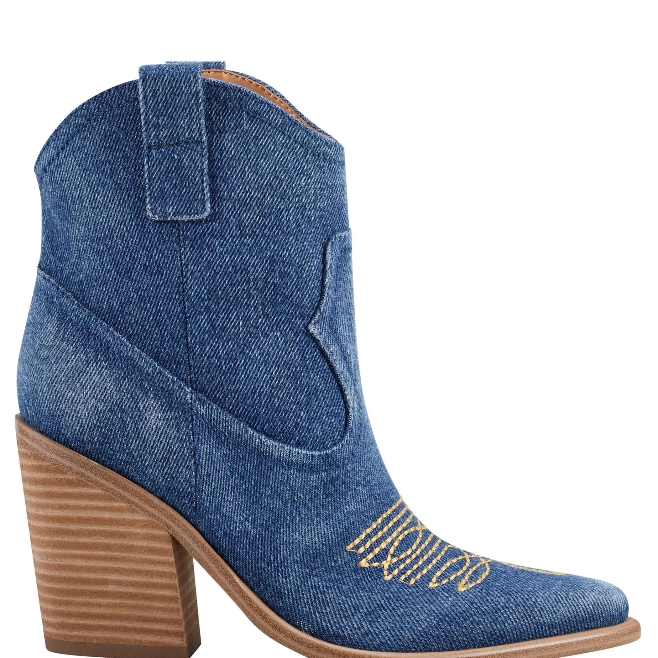 Shop Marc Fisher Jalella Detailed Western Bootie Denim