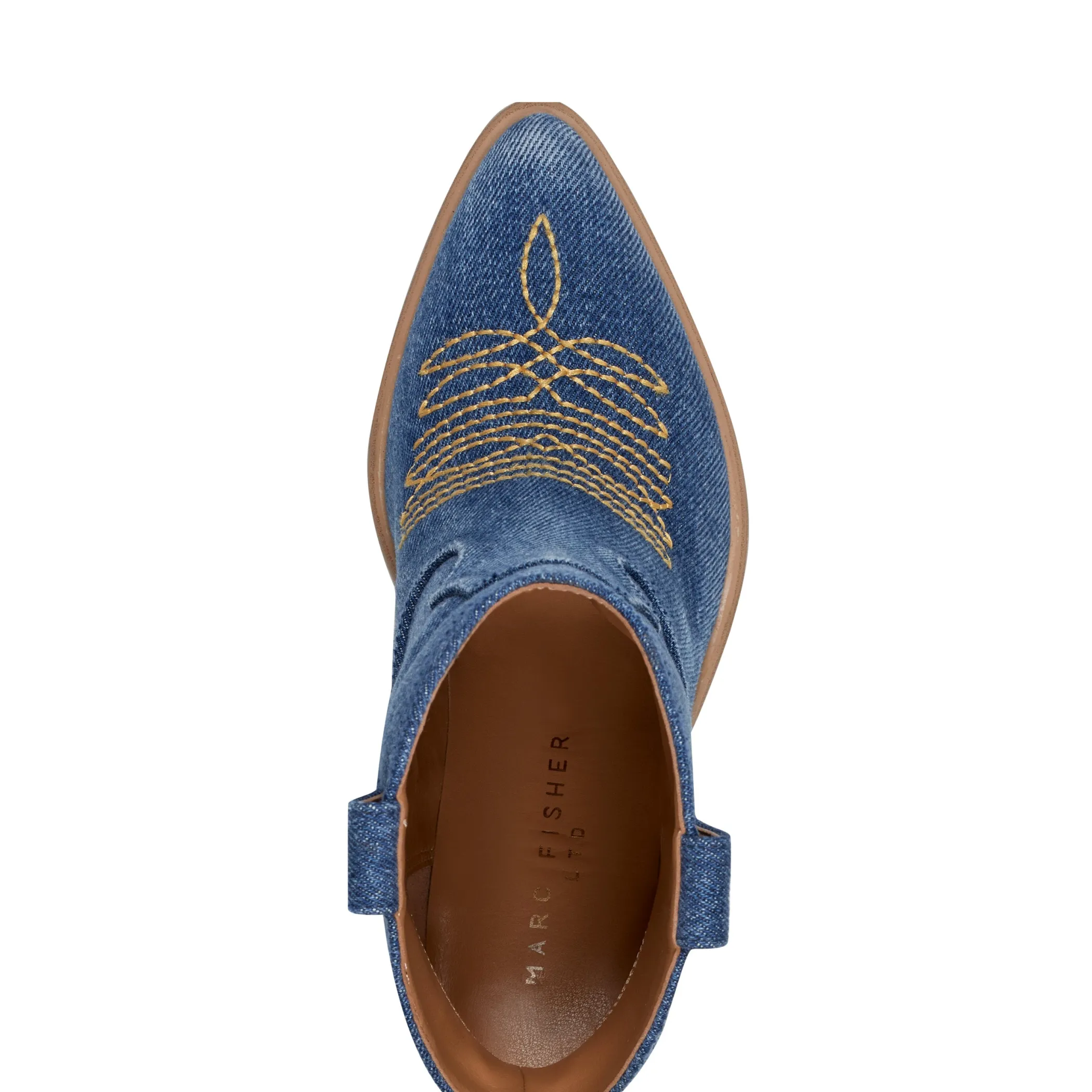Shop Marc Fisher Jalella Detailed Western Bootie Denim
