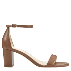 Shop Marc Fisher Jaron Ankle Strap Heeled Sandal Light Brown Leather