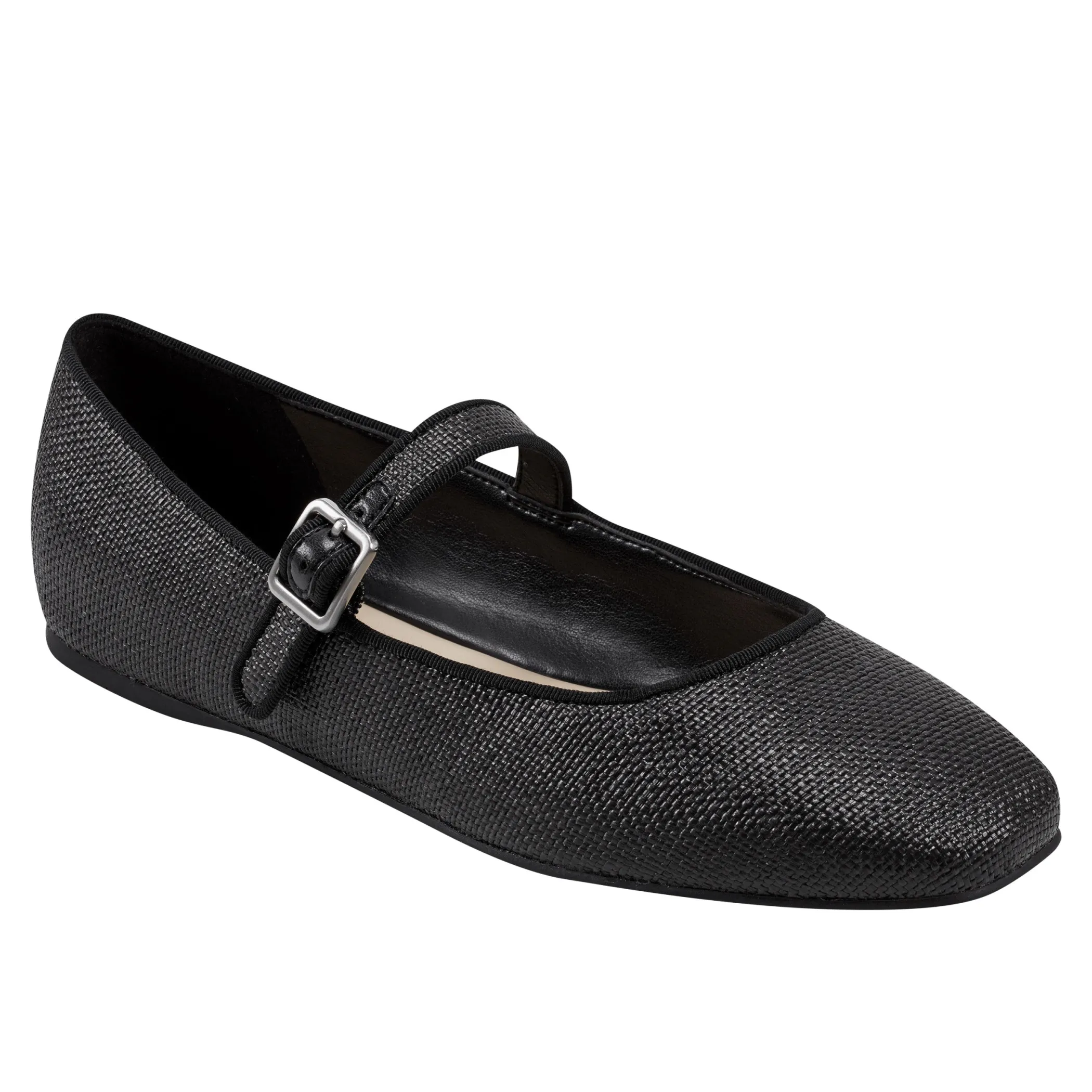 Clearance Marc Fisher Lailah Mary Jane Ballet Flat Black Raffia
