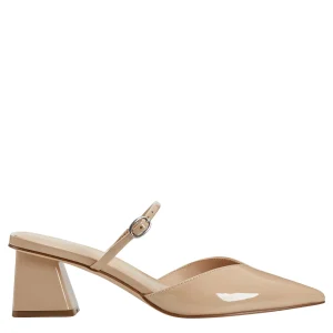 Hot Marc Fisher Lakey Heeled Mule Light Natural Patent