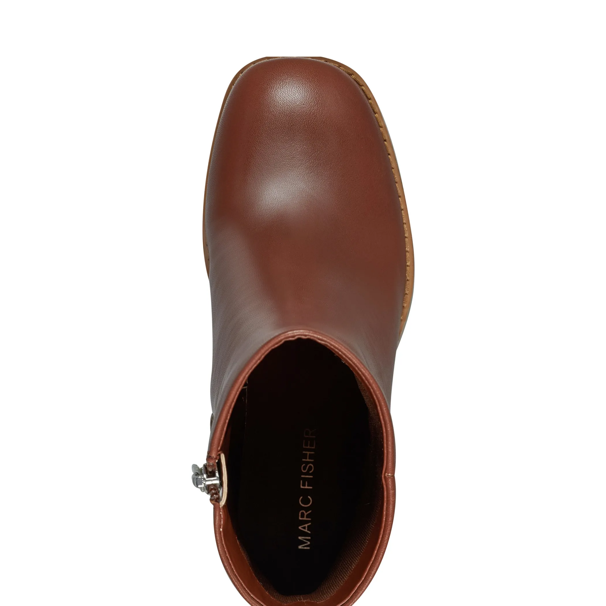 Best Marc Fisher Lianna Sqaure Toe Block Heel Dress Bootie Brown Leather