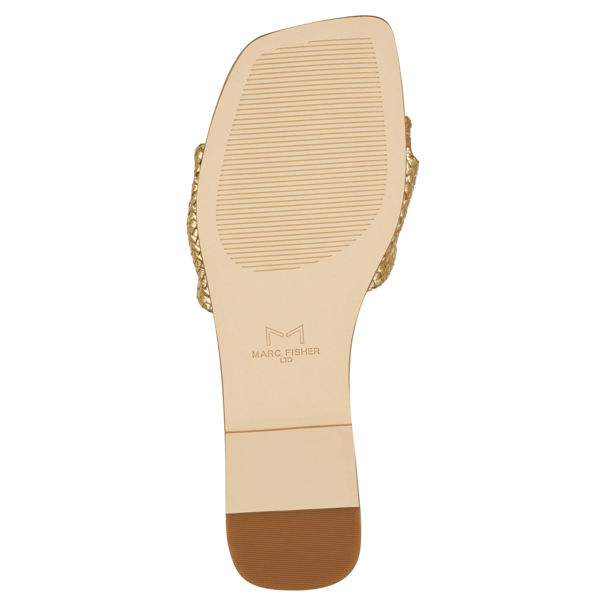 Cheap Marc Fisher Marlon Flat Slide Sandal Gold Metallic Leather