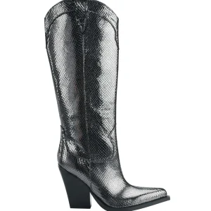 Fashion Marc Fisher Nalita Western Boot Dark Grey Leather Snake