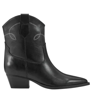 Clearance Marc Fisher Nonie Western Ankle Bootie Black Leather