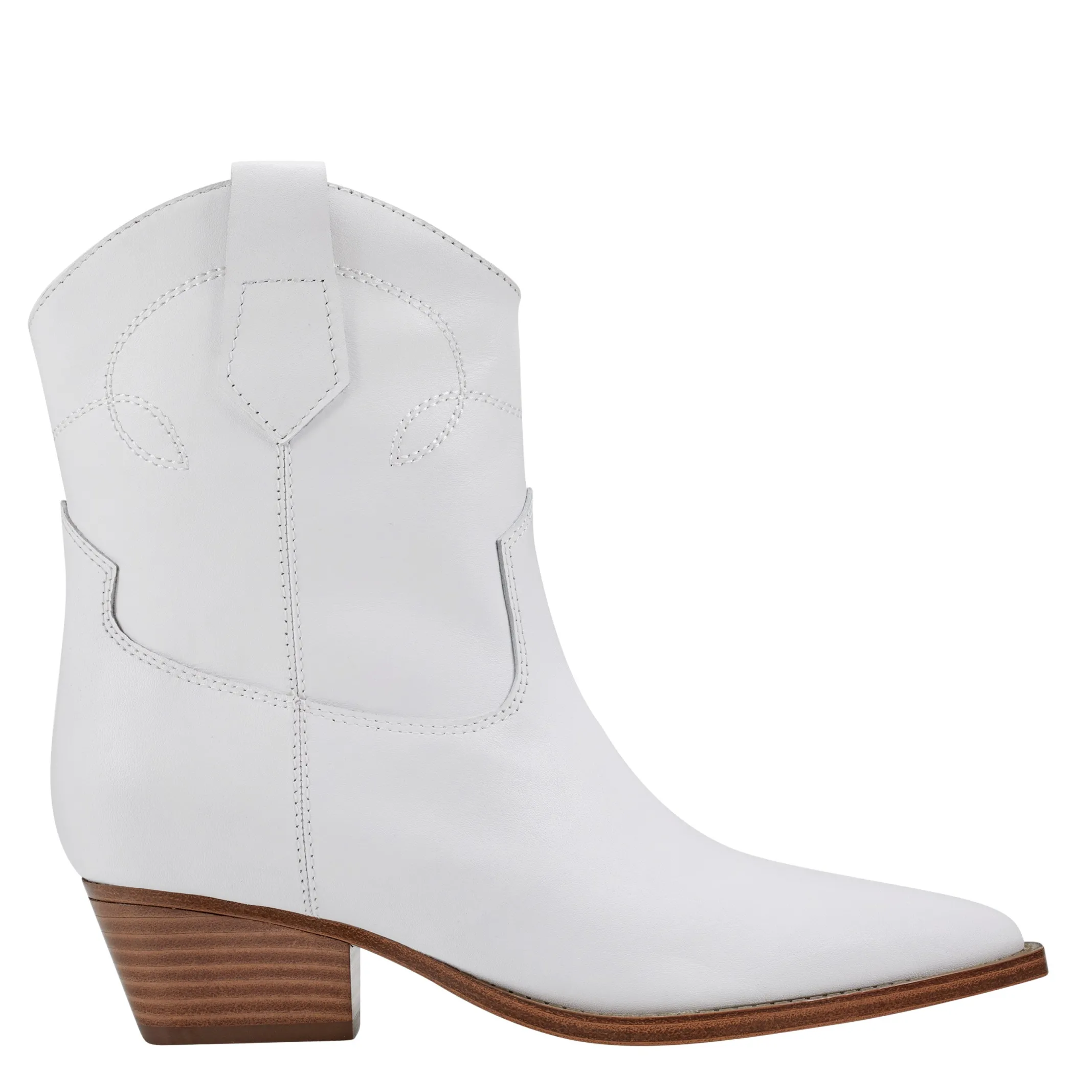 Cheap Marc Fisher Nonie Western Ankle Bootie White Leather