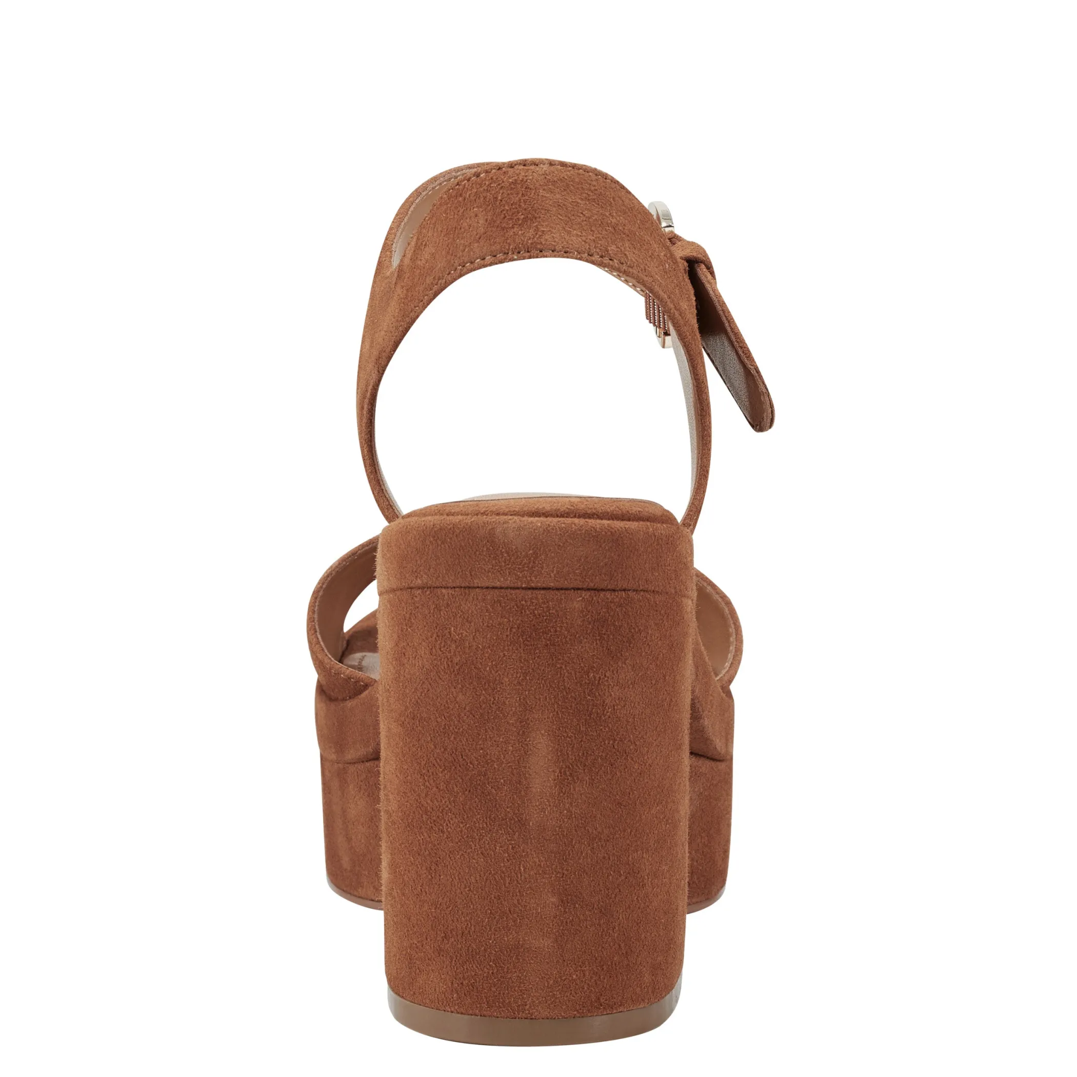New Marc Fisher Normi Platform Sandal Cognac Suede