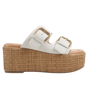 Best Marc Fisher Palery Platform Buckle Slide Sandal Ivory Leather