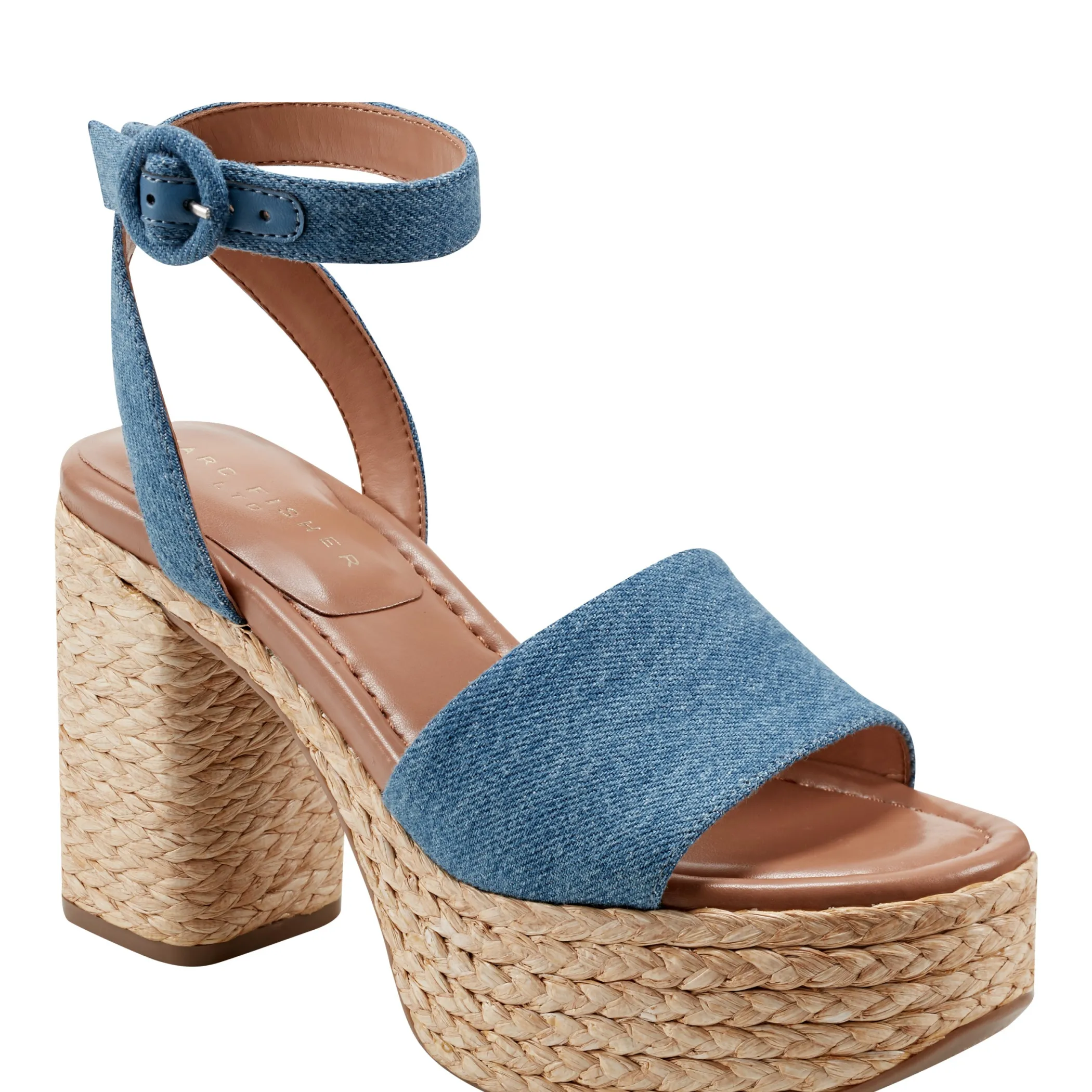 New Marc Fisher Palyca Platform Espadrille Sandal Denim