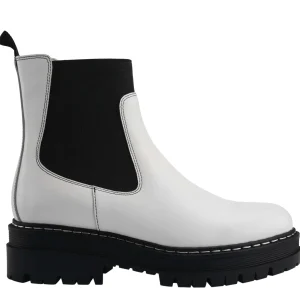 New Marc Fisher Patrick Chelsea Lugsole Bootie White Leather