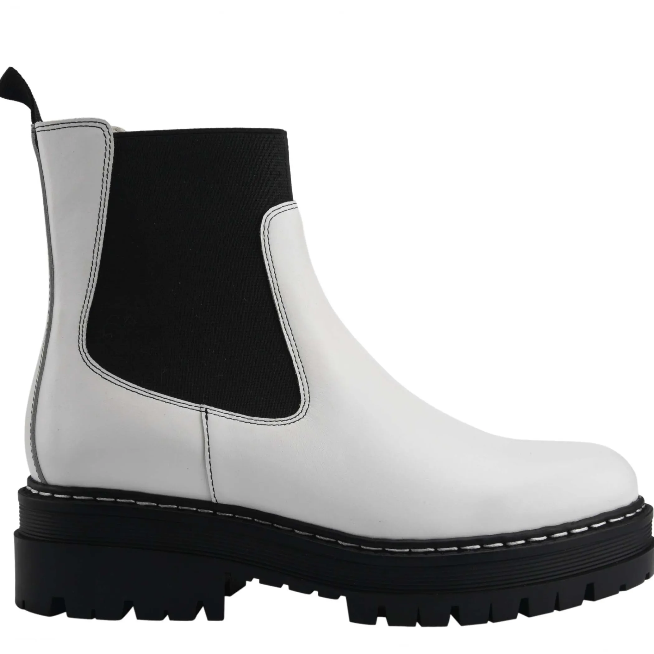 New Marc Fisher Patrick Chelsea Lugsole Bootie White Leather