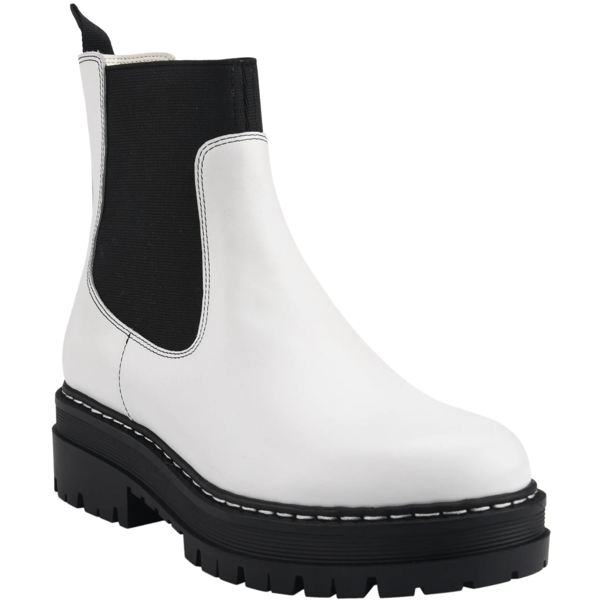 New Marc Fisher Patrick Chelsea Lugsole Bootie White Leather