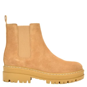 Best Marc Fisher Pirro Chelsea Lugsole Ankle Bootie Medium Natural Suede