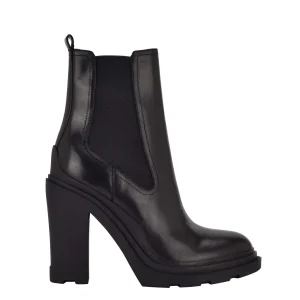 New Marc Fisher Ramio Heeled Chelsea Bootie Black Leather