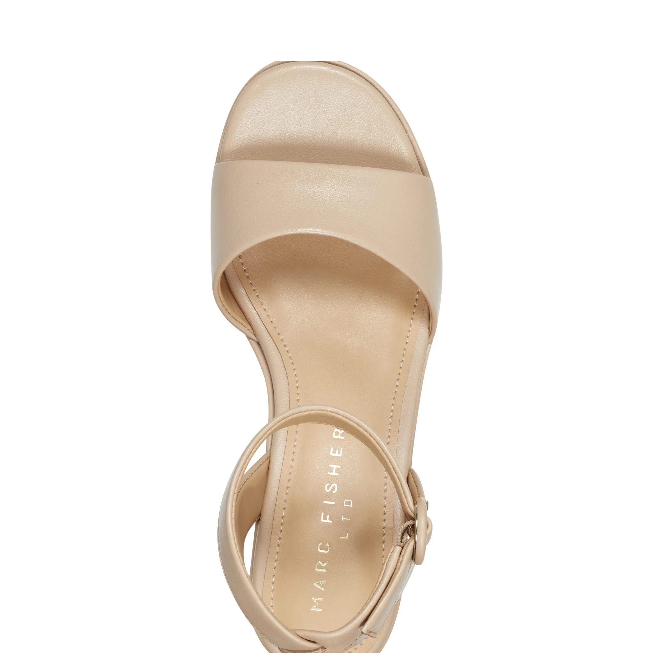 New Marc Fisher Razza Block Heel Platform Sandal Natural Leather