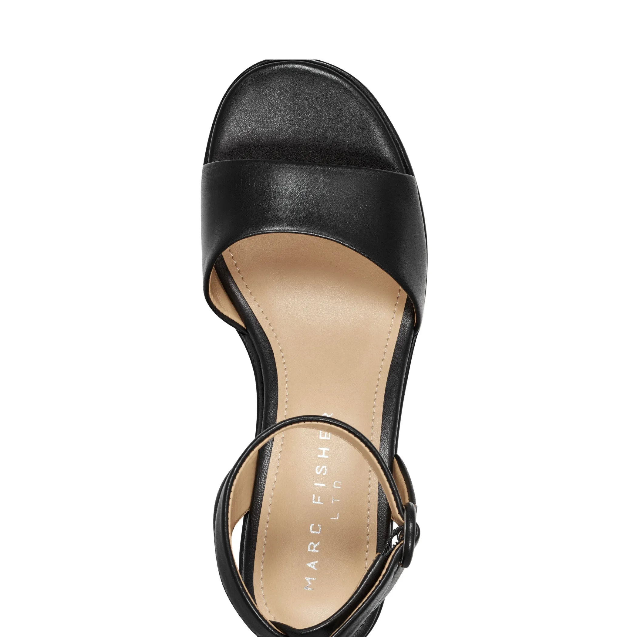 Discount Marc Fisher Razza Block Heel Platform Sandal Black Leather